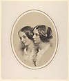 Portrait Busts of Two Women, James Archer British, Scottish, Color lithograph with tint stone