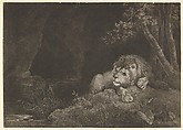 The Lyon (Recumbent Lion by a Pool), George Townley Stubbs  British, Mezzotint; third state of three