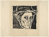 Self-Portrait with Hat II, Josef Albers  American, born Germany, Linoleum cut