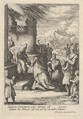 Adoration of the Magi, with Mary bracing Jesus with her right hand and reaching for a gift with her left, Jacques Callot French, Etching