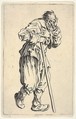 Bearded man, dressed in rags, holding his head with one hand and a walking stick with the other, from "The Beggars" (Les Gueux), Jacques Callot French, Etching
