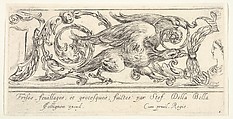 An eagle walking towards the right, a bust of a woman to right turned in profile towards the left, plate 1 from "Friezes, foliage, and grotesques" (Frises, feuillages et grotesques), Stefano della Bella Italian, Etching