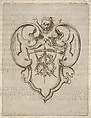 A cartouche with a wreath of laurel and palms, a skull and crossbones at top, from "Eight Emblems for the Funeral of Francesco de Medici" (Huit emblèmes pour les funérailles du prince François de Médicis), Stefano della Bella Italian, Etching, letterpress visible on verso