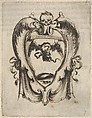 A cartouche with an eagle and a snake, a skull and crossbones at top, wings to either side, from "Eight Emblems for the Funeral of Francesco de Medici" (Huit emblèmes pour les funérailles du prince François de Médicis), Stefano della Bella Italian, Etching, letterpress visible on verso