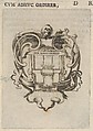 A cartouche with a loom, a skull at top, bones to either side, from "Eight Emblems for the Funeral of Francesco de Medici" (Huit emblèmes pour les funérailles du prince François de Médicis), Stefano della Bella Italian, Etching, letterpress visible on verso