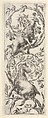Three goats climbing a vine in the shape of a backwards 'S', from "Ornaments or Grotesques" (Ornamenti o Grottesche), Stefano della Bella Italian, Etching