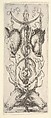 A hunting trophy, two wild boar heads above, two deer heads below, from "Ornaments or Grotesques" (Ornamenti o Grottesche), Stefano della Bella Italian, Etching