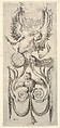 Death beating a drum above, an owl and a bell attached to a ribbon below, from "Ornaments or Grotesques" (Ornamenti o Grottesche), Stefano della Bella Italian, Etching