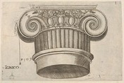 Ionic Capital, Monogrammist G.A. with the Caltrop  Italian, Engraving