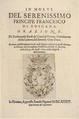 Medici coat of arms in bottom center, title page 2 from "In Morte del Serenissimo Principe Francesco di Toscana, Orazione", Stefano della Bella Italian, Letterpress, etching