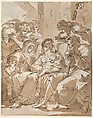 Adoration of the Shepherds, Ubaldo Gandolfi (Italian, San Matteo della Decima 1728–1781 Ravenna), Pen and brown ink and wash, traces of black chalk