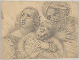 A Woman and a Turbaned Man in Despair with a Young Child, François Joseph Navez  Belgian, Graphite