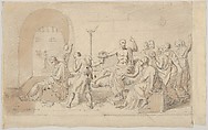 Copy after David's "The Death of Socrates", Anonymous, French, 19th century French, Graphite, pen and brown ink, brush and brown wash