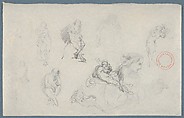 Studies after Michelangelo, Jean-Baptiste Carpeaux  French, Graphite