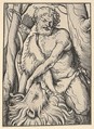 Samson Killing the Lion, Hans Burgkmair  German, Woodcut