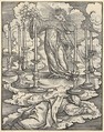 John Perceiving the Seven Candlesticks, plate 1 from The Apocalypse, Hans Burgkmair  German, Woodcut
