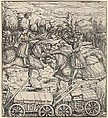 The White King Learning to Enclose a Camp with Wagons, from "Der Weisskunig", Hans Burgkmair German, Woodcut; proof (Hollstein)