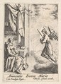 Annunciation, with angel approaching the seated Mary from the left, and the dove of the Holy Spirit above, Jacques Callot French, Etching; second state
