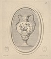 Vase with mask, a nude cup-bearing figure riding a goat followed by a satyr, and reptile handles, an oval composition, from "Suite d'estampes Gravées par Madame la Marquise de Pompadour d'Après les Pierres gravées de Guay Graveur du Roy", Madame la Marquise de Pompadour French, Etching