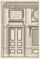 Door and Part of the Wall Paneling with Mirrored Glass from the House of Monsieur le Maître at Plessis Piquet, plate VI from "Portes a Placard et Lambris", Jean Le Pautre French, Etching