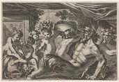 Design for a Panel with a Satyr Drinking from a Vase held up by a Putti, from "Feuillages et autres ornements", Jean Le Pautre French, Etching; second edition published by Nicolas I Langlois