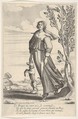 A shepherdess, accompanied by her dog, dancing to the sound of a musette, Abraham Bosse  French, Etching