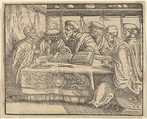 Six Scholars Sitting Around a Table, Hans Burgkmair German, Woodcut; second state of two (Hollstein)