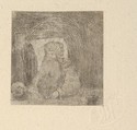 L'Ermite à la Tête de Mort (The Hermit with Skull), Rodolphe Bresdin  French, Etching; first state of two (Van Gelder)