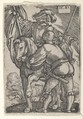 Riding Standard Bearer and a Foot Soldier, Barthel Beham  German, Engraving