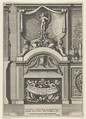 Design for a Fireplace Surmounted by Sphynxes and Cupid, title page from "Nouveaux dessins de cheminées à l'italienne", Jean Le Pautre French, Etching; first state