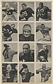 Sheet of 12 uncut football cards, from the Bowman Football series (R407-1) issued by Bowman Gum, Bowman Gum Company American, Commercial color lithograph