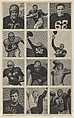 Sheet of 12 uncut football cards, from the Bowman Football series (R407-1) issued by Bowman Gum, Bowman Gum Company American, Commercial color lithograph