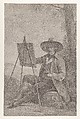 Plein Air Painter at an Easel, Anonymous, German, 19th century  German, Recto: aquatint and engraving; verso: red chalk