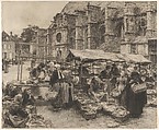 Market Day at Villenauxe-la-Grande (Aube), Léon-Augustin Lhermitte  French, Black chalk