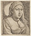 Woman with a Veil, Jan Cornelisz Vermeyen Netherlandish, Etching and engraving