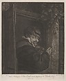Man Smoking and Drinking at a Window, Captain William E. Baillie Irish, Mezzotint with etching