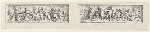 Two Friezes with Playing Putti, Premier Livre, Sixieme Cahier, plate 34 from "L'Oeuvre de J. B. Huet", Jean-Baptiste Huet I French, Etching