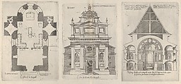 Floorplan, Façade and Cross Section of one of the Chapels at Château d'Anet, from 