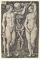 Adam and Eve, Sebald Beham  German, Engraving; state two (a) of five states