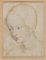Head of a Woman, Anonymous, Bohemian, 15th century Bohemian, Watercolor on vellum