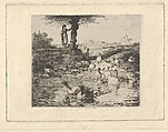 The Guardian of the Geese, after Millet, Emile Boilvin French, Etching