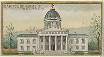 Capitol of Vermont in Montpelier, from the General Government and State Capitol Buildings series (N14) for Allen & Ginter Cigarettes Brands, Allen & Ginter  American, Commercial color lithograph