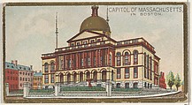 Capitol of Massachusetts in Boston, from the General Government and State Capitol Buildings series (N14) for Allen & Ginter Cigarettes Brands, Allen & Ginter  American, Commercial color lithograph