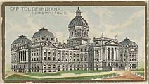 Capitol of Indiana in Indianapolis, from the General Government and State Capitol Buildings series (N14) for Allen & Ginter Cigarettes Brands, Allen & Ginter  American, Commercial color lithograph