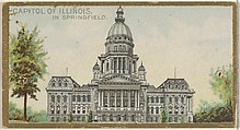 Capitol of Illinois in Springfield, from the General Government and State Capitol Buildings series (N14) for Allen & Ginter Cigarettes Brands, Allen & Ginter  American, Commercial color lithograph