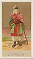 Korea, from the Natives in Costume series (N16), Teofani Issue, for Allen & Ginter Cigarettes Brands, Allen & Ginter  American, Commercial color lithograph