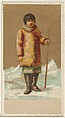 Eskimo, from the Natives in Costume series (N16), Teofani Issue, for Allen & Ginter Cigarettes Brands, Allen & Ginter  American, Commercial color lithograph