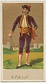 Spain, from the Natives in Costume series (N16), Teofani Issue, for Allen & Ginter Cigarettes Brands, Allen & Ginter  American, Commercial color lithograph