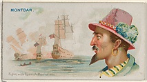 Montbars, Fight with Spanish Men-of-War, from the Pirates of the Spanish Main series (N19) for Allen & Ginter Cigarettes, Allen & Ginter American, Commercial color lithograph