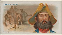 Captain Kidd, Burying Treasure, from the Pirates of the Spanish Main series (N19) for Allen & Ginter Cigarettes, Allen & Ginter American, Commercial color lithograph